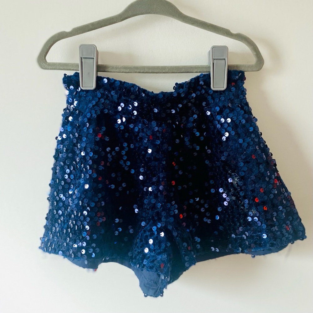 Navy sequinned kids shorts - 3T/4T
